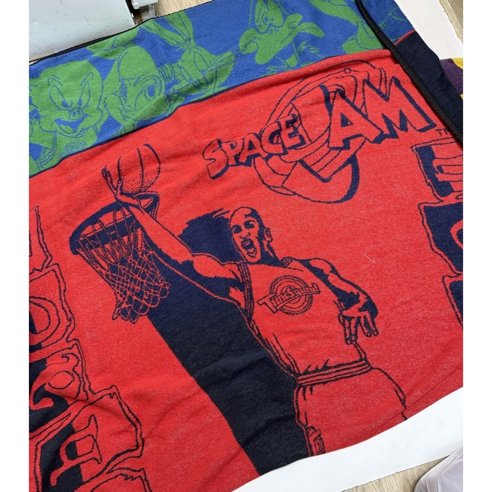 Vintage 1996 Warner Bros Space Jam Michael Jordan Blanket Polyester Cotton Blend
